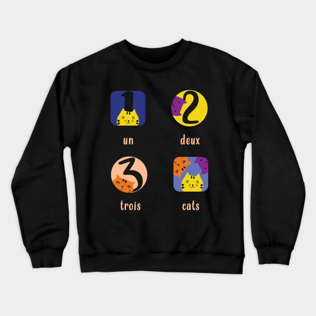 Un Deux Trois Cats Crewneck Sweatshirt by ARTGUMY